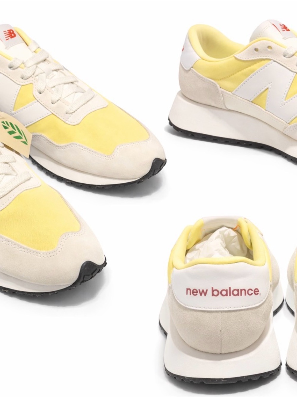 New Balance Cream & Yellow Low-Profile Runner Sneakers - Picture 6 of 8